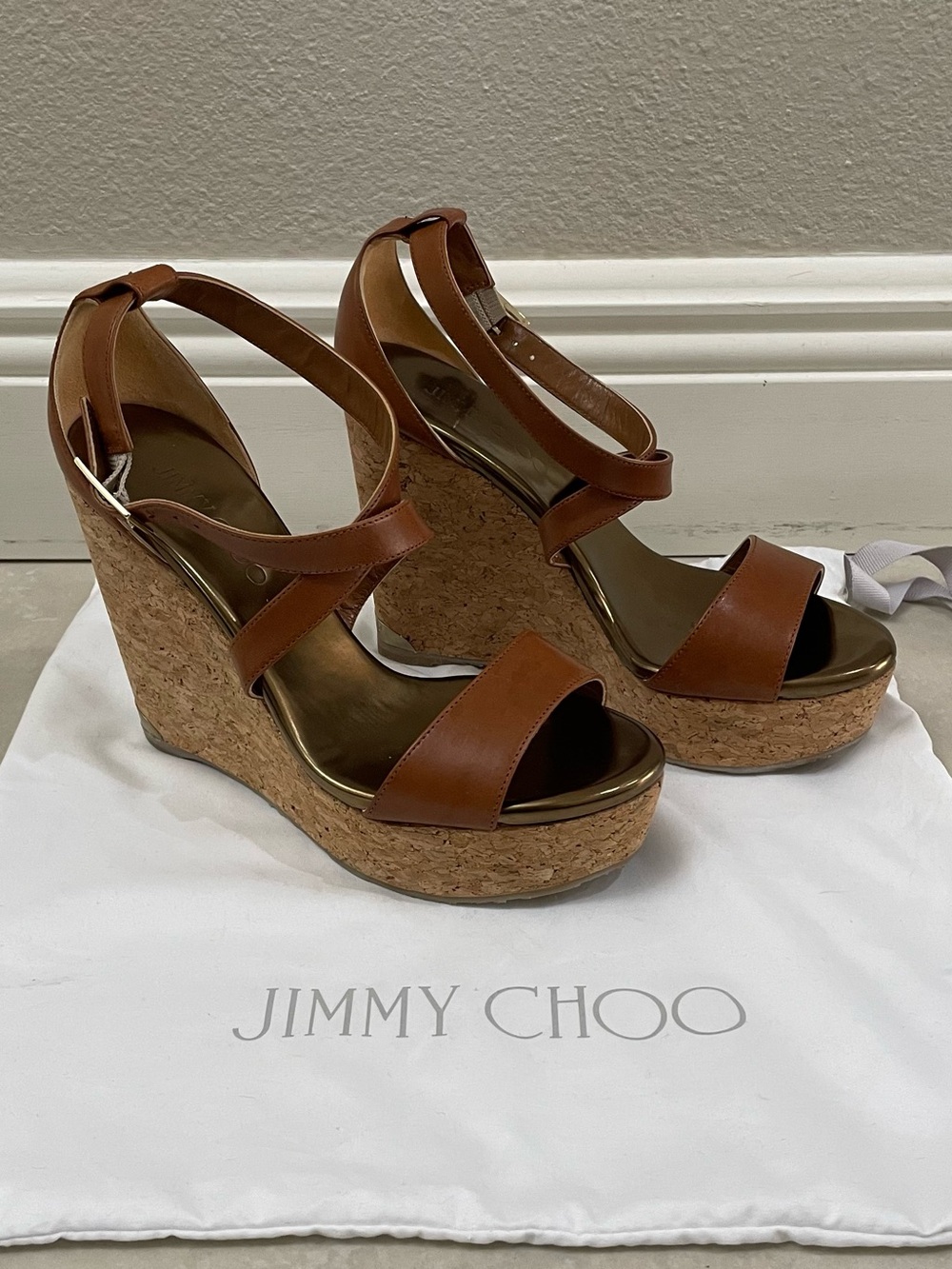 Jimmy Choo Portia Wedge Tan 37.5